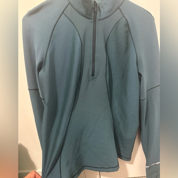 Lululemon Teal Ribbed Running Half Zip Sweater Jacket Size 8 Women’s - Picture 7 of 14